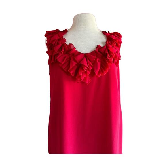Womens Top Size Large Red Tank Top Ruffles Flowy Professional Party Indie - Picture 1 of 7